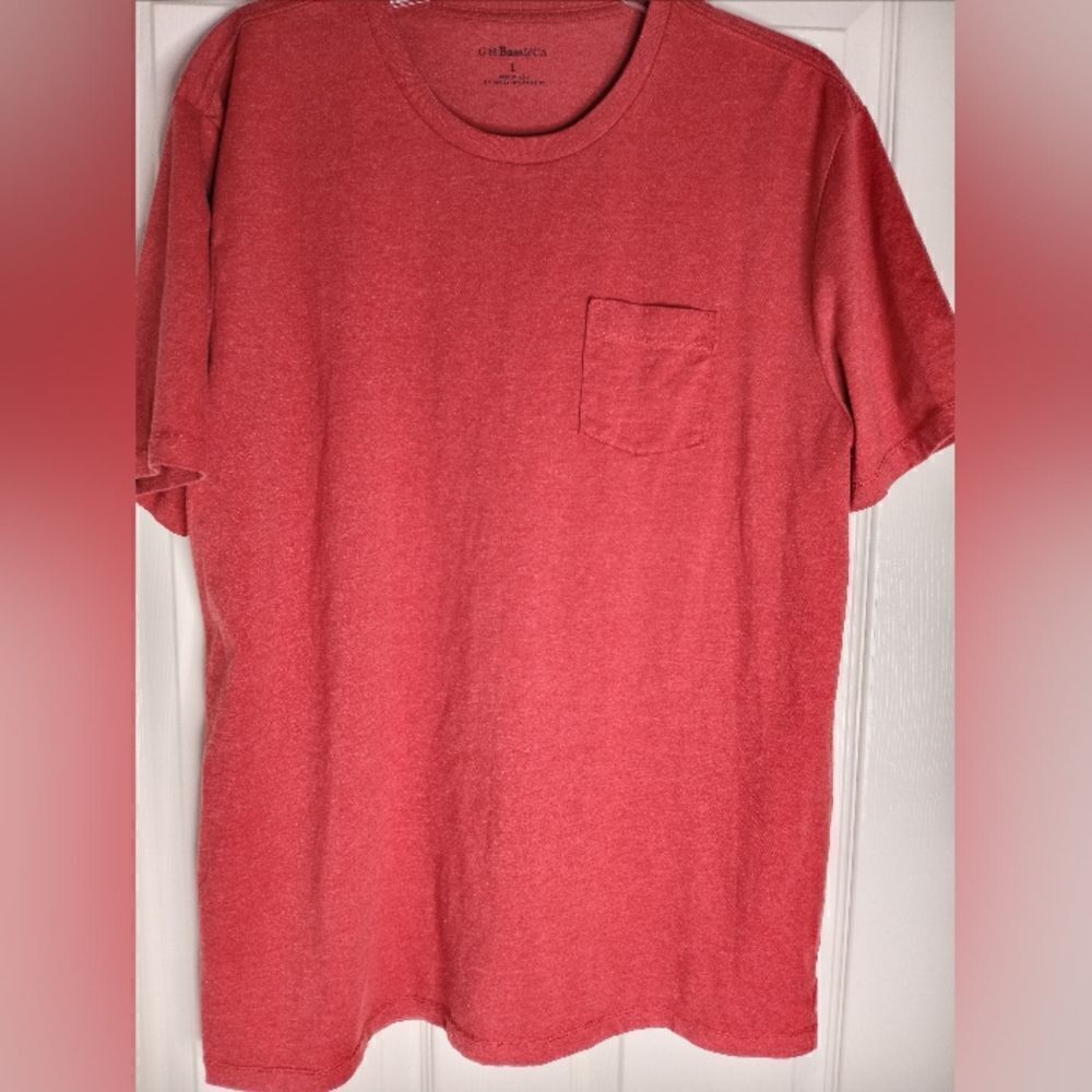 G.H.Bass &Co L Shortsleeves Color Vermillion Pocket Men's T-shirt